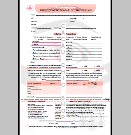 Anamneseformular Mikropigmentierung Microblading Block 100 Blätter - 1