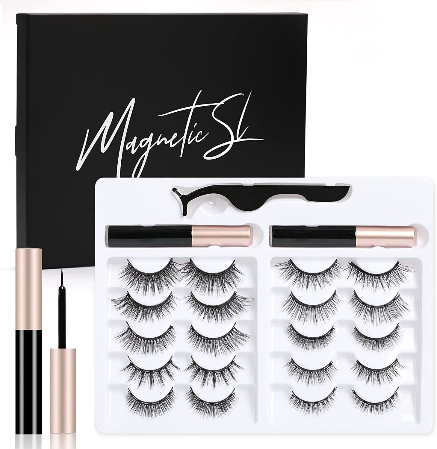 Magnetische Wimpern mit natürlichem Aussehen, wiederverwendbar, ohne Kleber, 10 Paare - 6