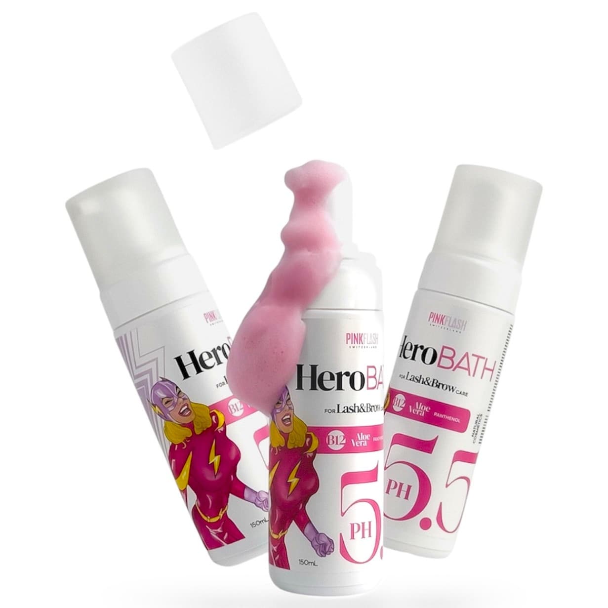 Pink Flash Hero Bath - Espuma de Limpeza Rosa Lash & Brow