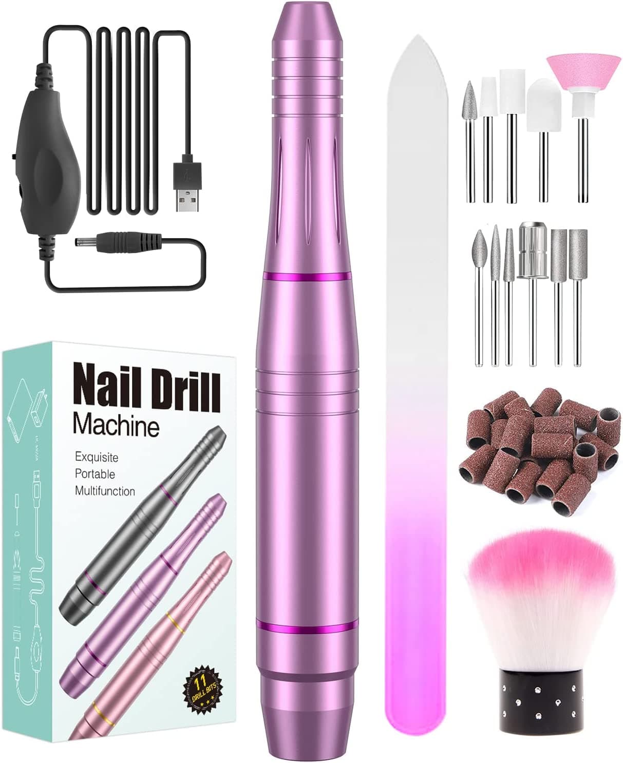 🌸 Kit Broca de Manicura y Pedicura Velocidad Ajustable Colores Variados