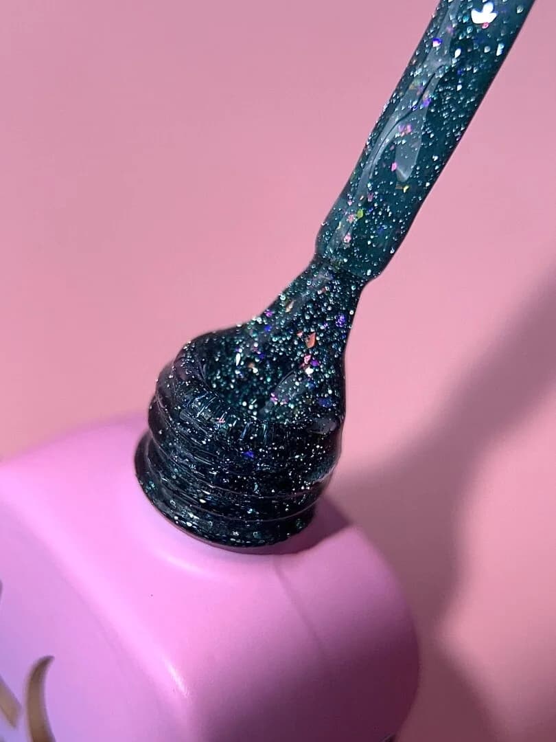 Lurex Base Nr. 6 – Reflektierende Schwarz-Grün Glitterbasis – 13 ml LUNAmoon - 5