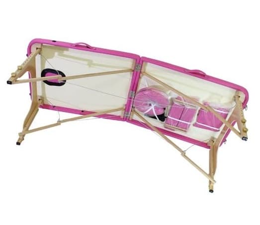 Table de massage portable rose en bois 2 corps - 3