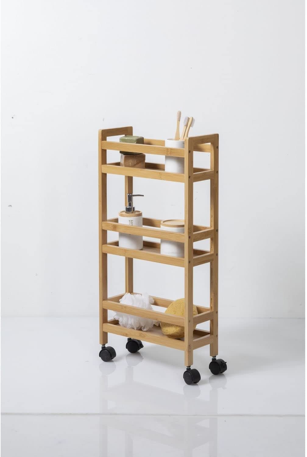 3-Tier Bamboo Auxiliary Trolley - 3