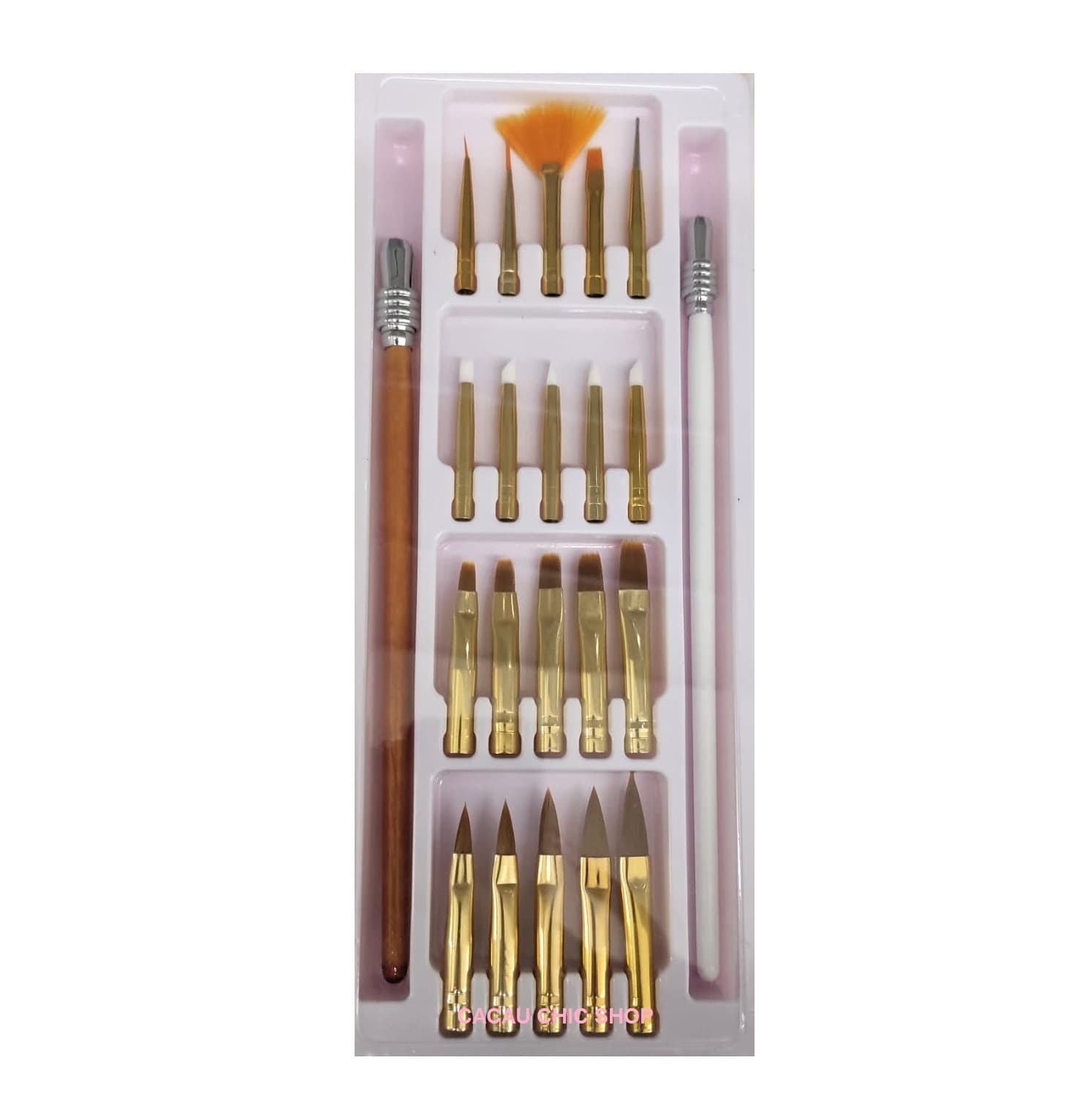 Set von Pinseln für Gel-/Acrylnägel / Nail Art 22 Teile