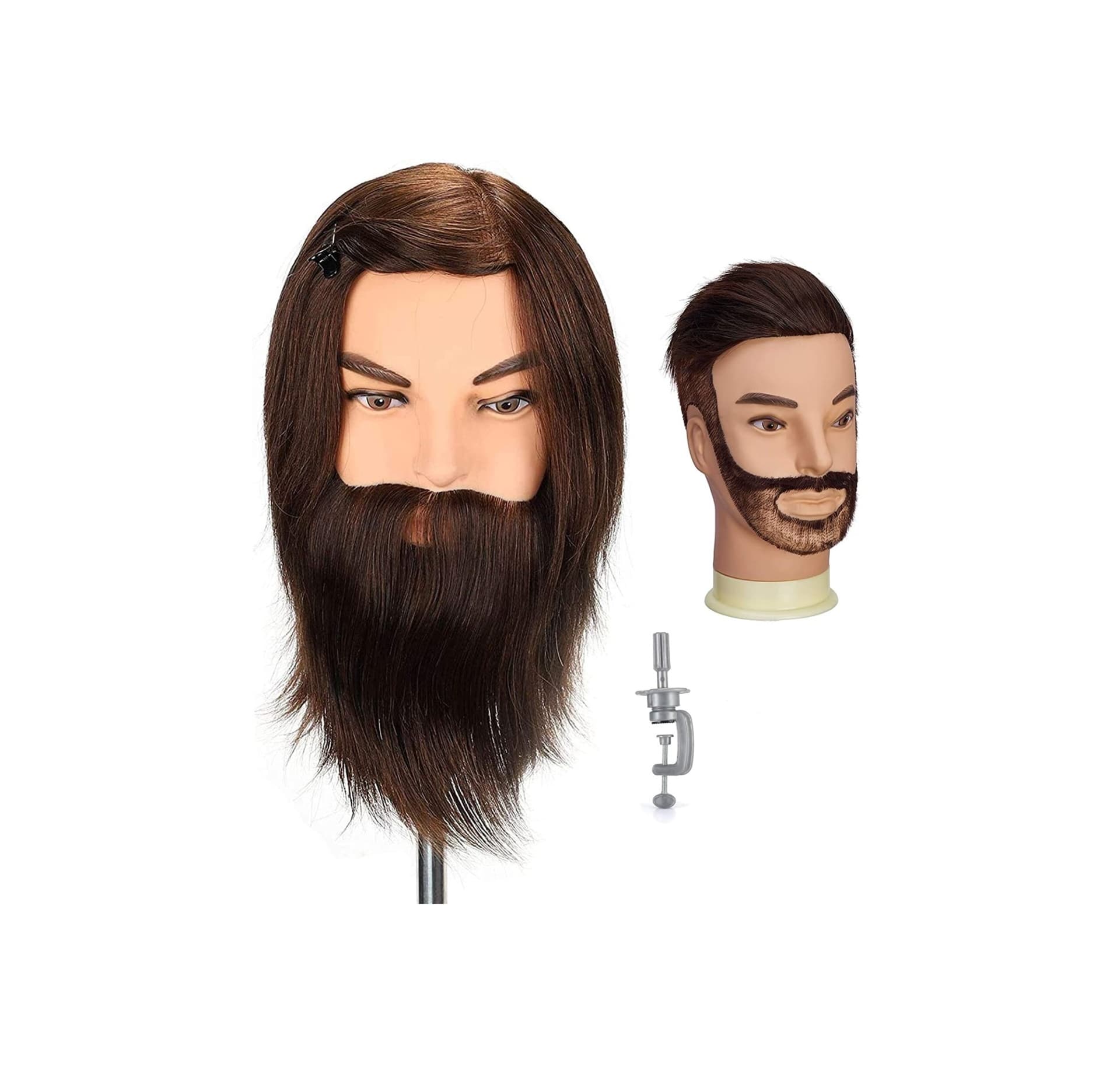 Cabeza de Entrenamiento Masculina Peluquero y Barbero 100% Cabello Humano