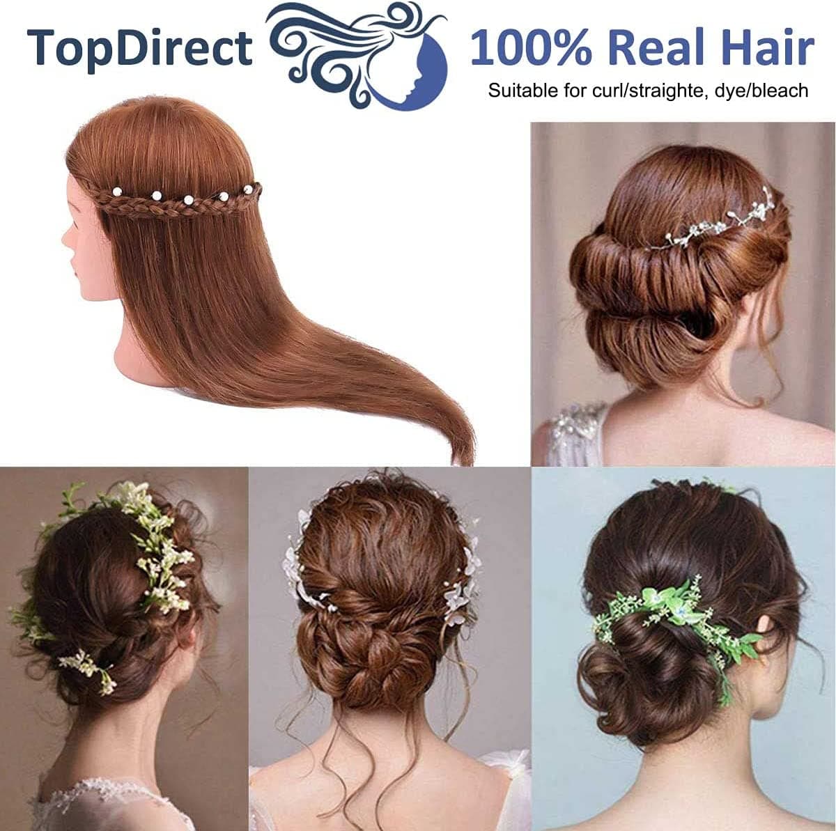 Mannequin Head 45cm 100% Human Hair + Stand + Accessories - 2