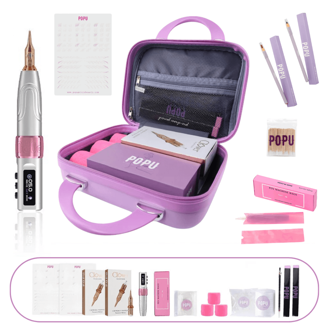 Kit Micropigmentação POPU Dermógrafo Mini Diva 3.5 Black + Materiais