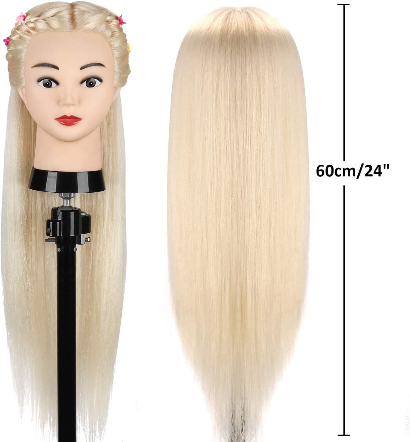 Mannequin Head 60cm with 70% Real Hair with Table Stand + Accessories - 5