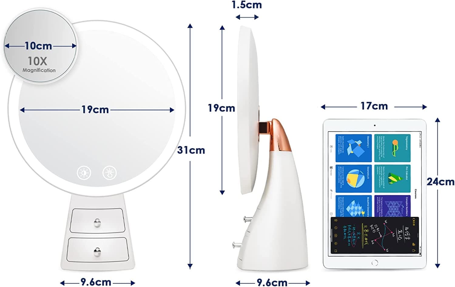 Eleganter Schminkspiegel mit USB-Licht 10-fache Vergrößerung - 3