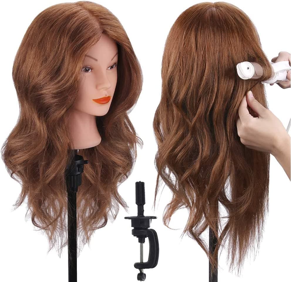 Mannequin Head 45cm 100% Human Hair + Stand + Accessories - 1