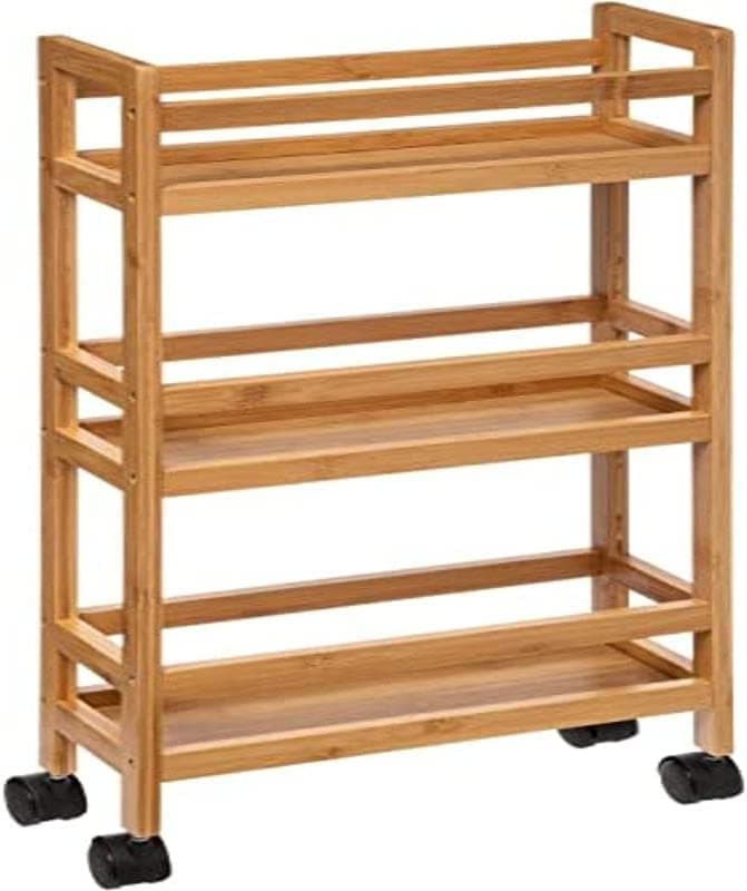 3-Tier Bamboo Auxiliary Trolley - 2
