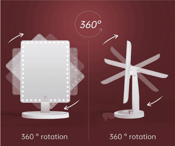 XL LED Tischspiegel Touchscreen 360° Verstellbar Weiß oder Schwarz - 3