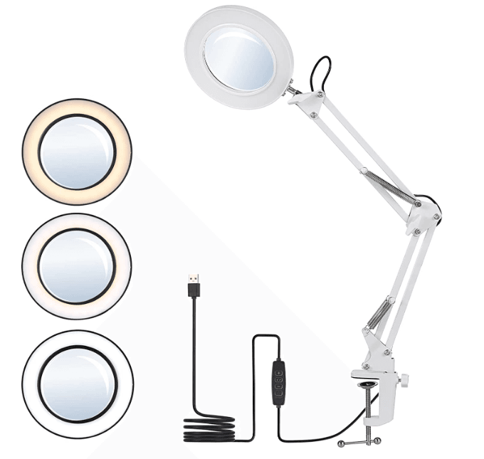 Lupa Led 8 Dioprias Articulada de Mesa