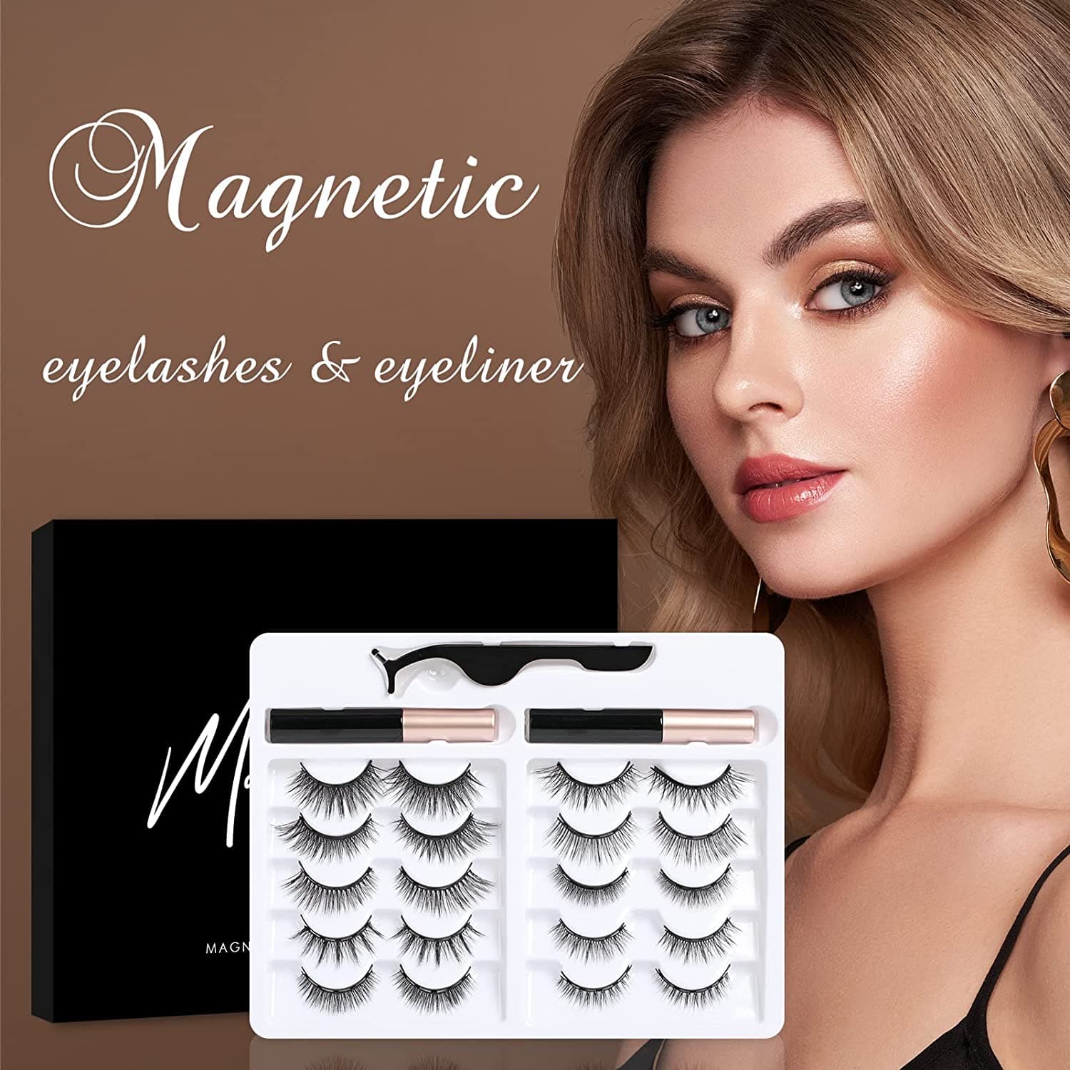 Magnetische Wimpern mit natürlichem Aussehen, wiederverwendbar, ohne Kleber, 10 Paare - 5