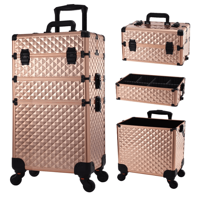 Professionelle Kosmetiktrolley 3 in 1 Gold