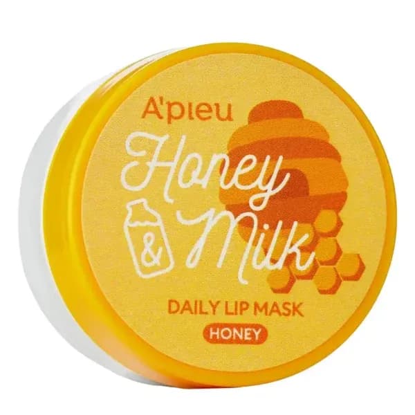 A’pieu Honey & Milk Daily Lip Mask Honey 6 g — embalagem redonda amarela da máscara labial