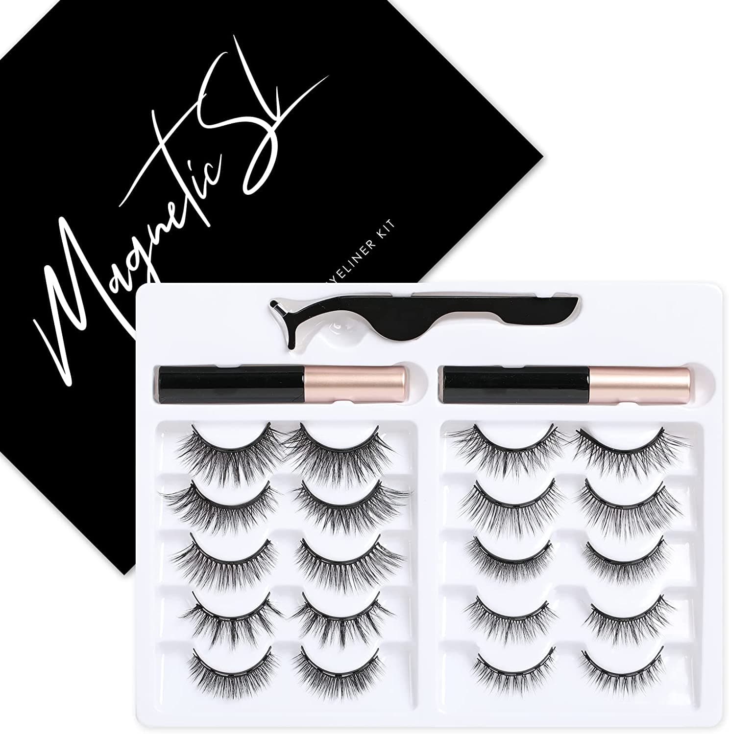 Magnetische Wimpern mit natürlichem Aussehen, wiederverwendbar, ohne Kleber, 10 Paare - 1