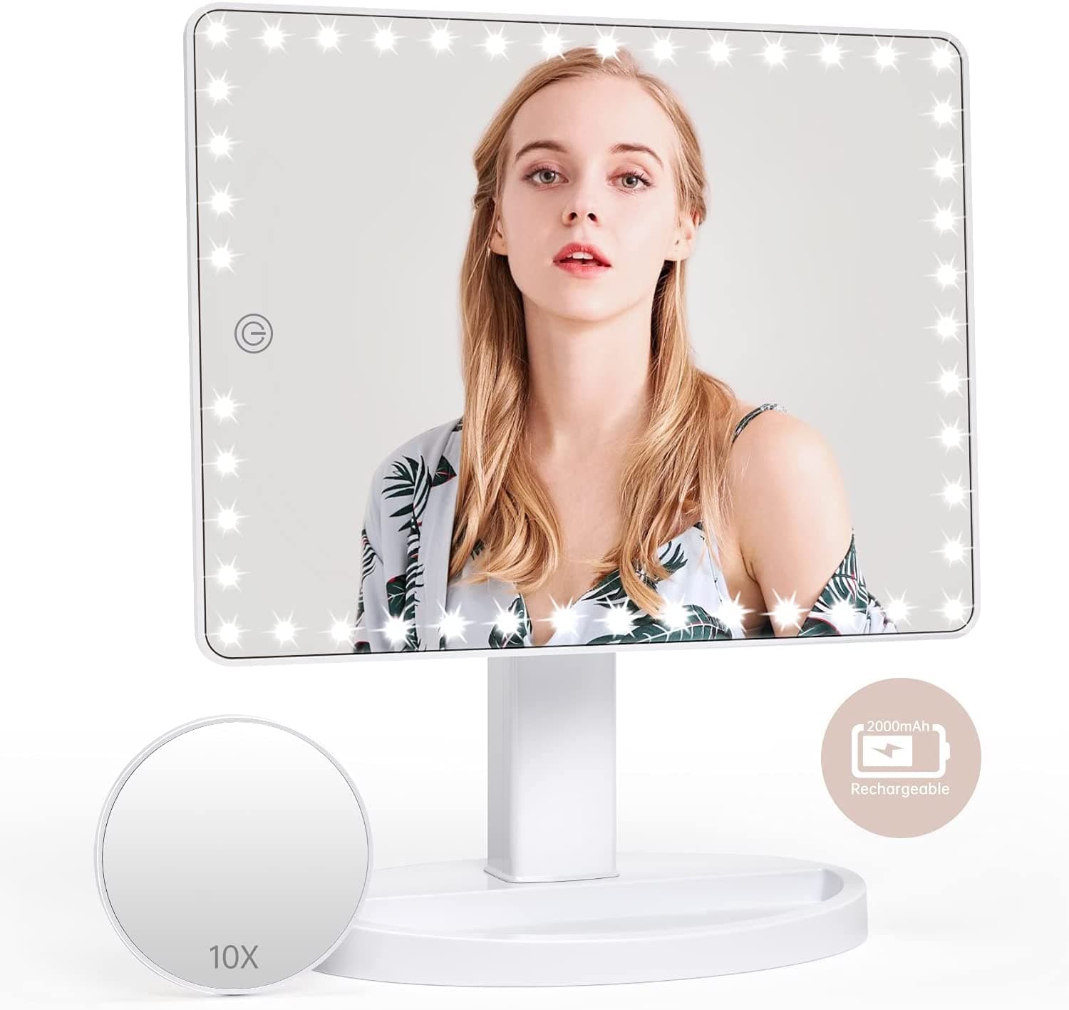 XL LED Tischspiegel Touchscreen 360° Verstellbar Weiß oder Schwarz - 2