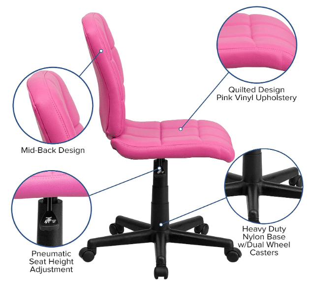 🌸 Padded Swivel Chair Pink - 3