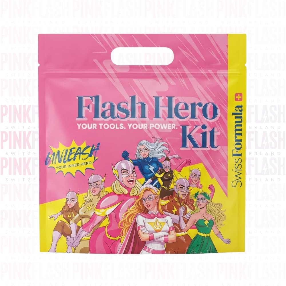 Pink Flash Hero Kit Bag — saco rosa e amarelo para kits profissionais de pestanas e sobrancelhas