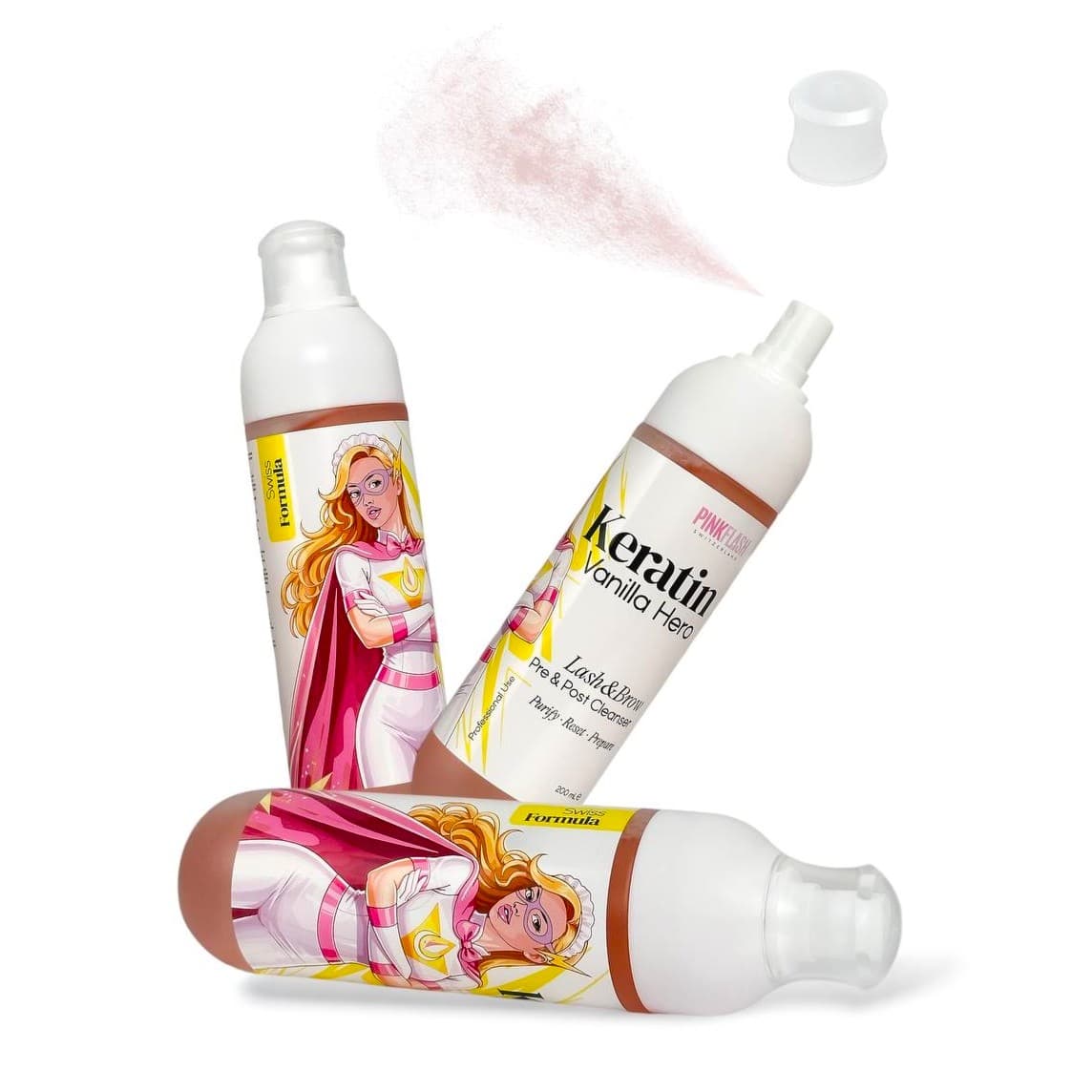 Pink Flash Keratin Vanilla Hero 200 ml - Cleanser Pré e Pós Lash Lifting e Brow Lamination - 1