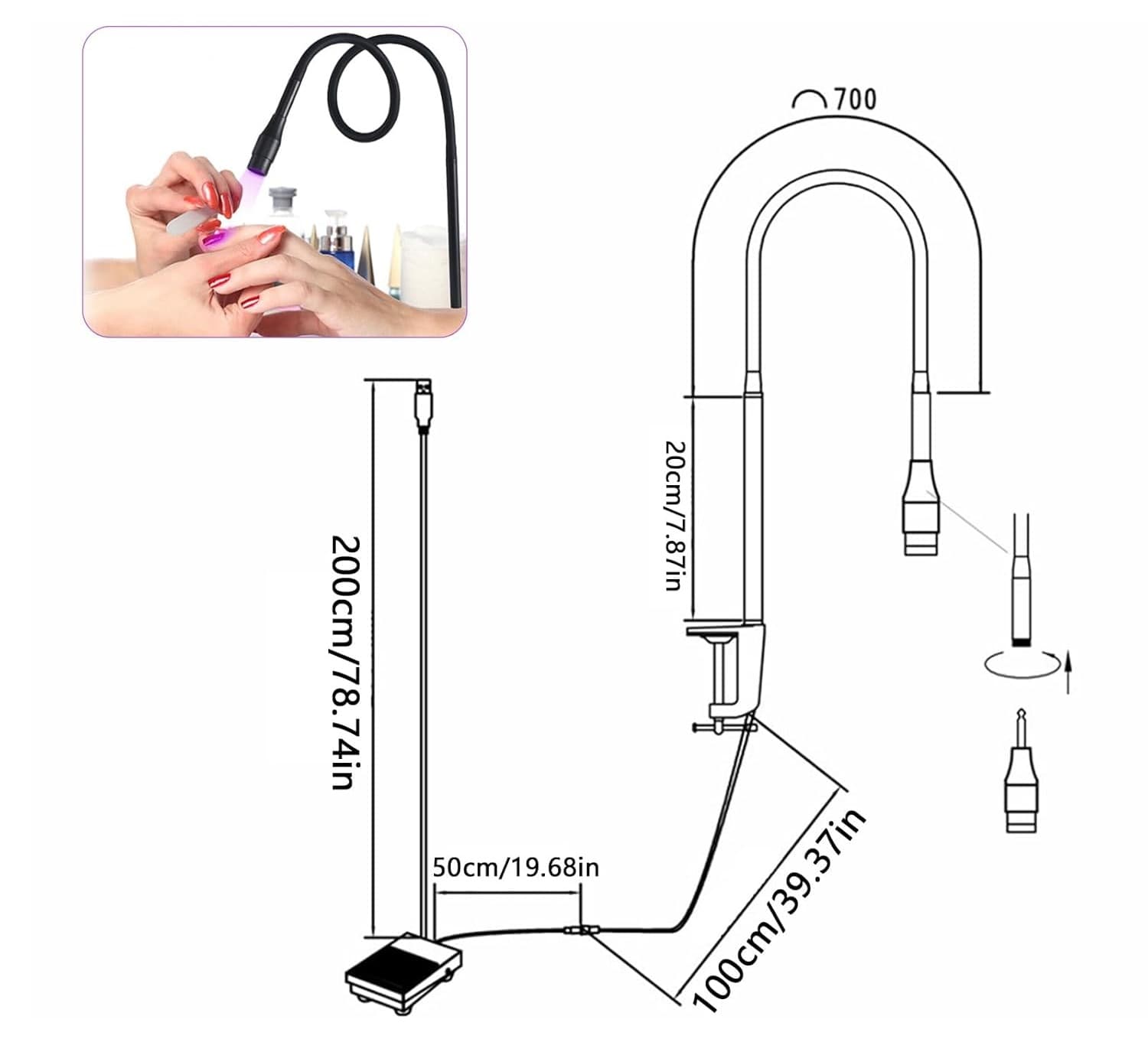 UV-Lampe 10W für Wimpernverlängerung mit Fußschalter - 2