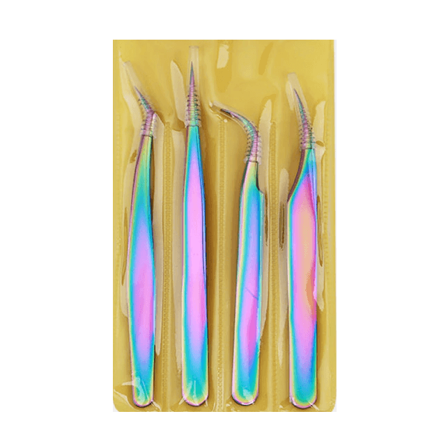 Kit 4 Pinças Aço Inoxidável Holográficas - 2