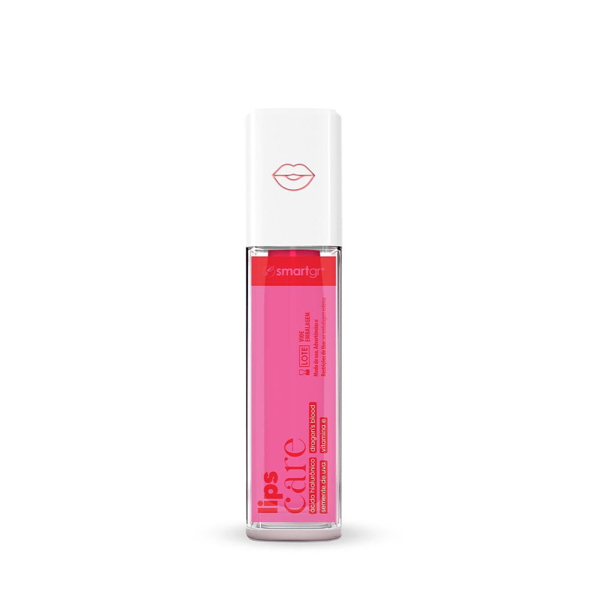 Verpackung des Lips Care Kirsche Volumen-Lipglosses Smart GR 6 ml vor weißem Hintergrund
