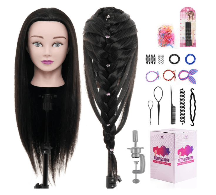 Cabeza de Entrenamiento Peluquero con Soporte - Color Negro - 1