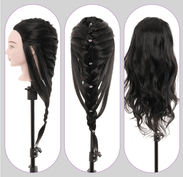 Cabeza de Entrenamiento Peluquero con Soporte - Color Negro - 3
