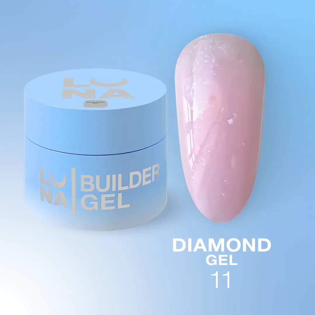Gel Diamant Nº11 – Gel de Construction Rose Pailleté Holographique – 15 ml LUNAmoon