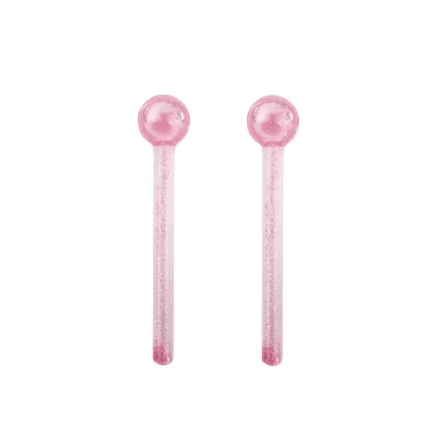 Ice Globes - Pink Glitter Glass Spheres - und - 2