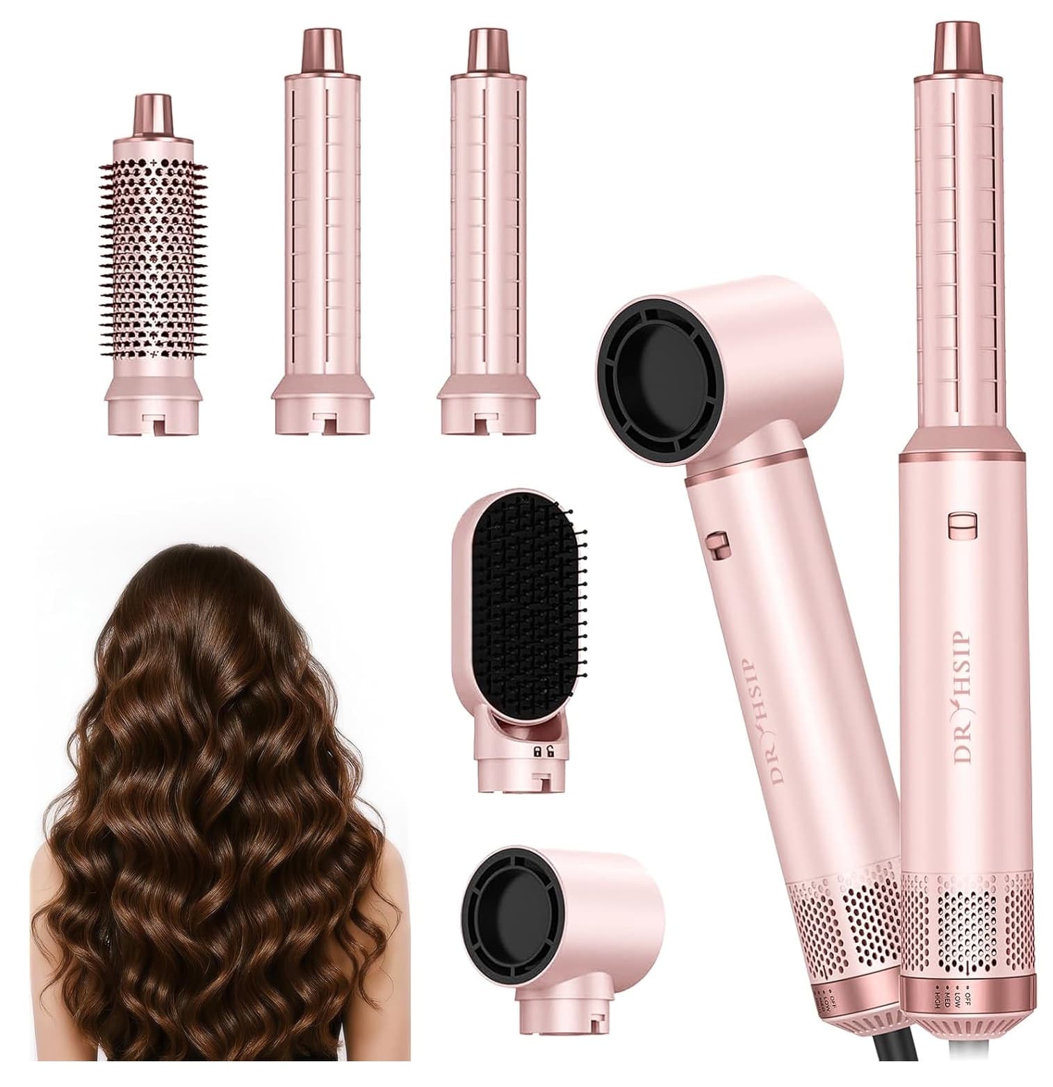 Kit Escova Secadora 5 em 1 - Secador, Modelador de Caracóis e Alisador