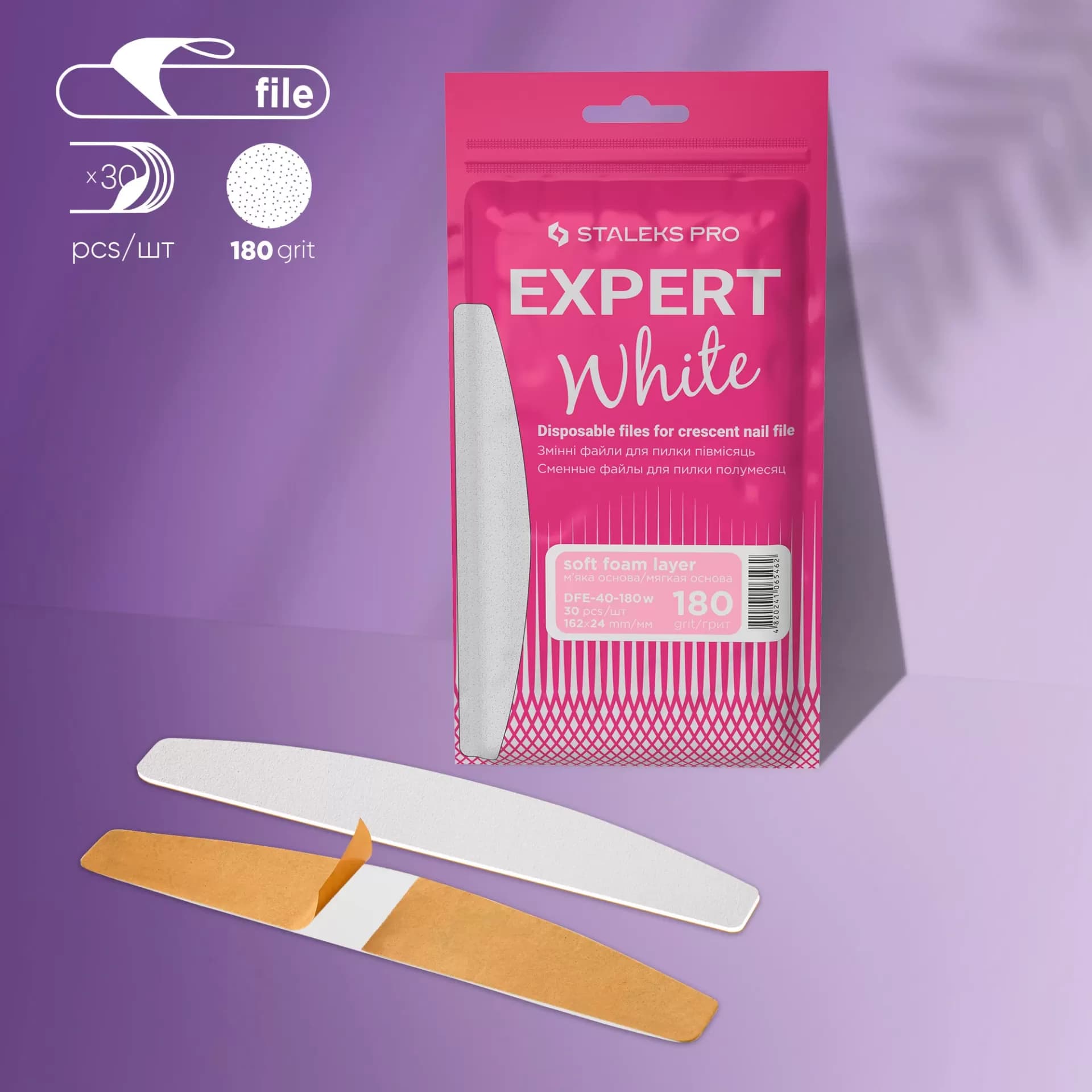 Limas Brancas Descartáveis Meia-Lua (Base Macia) EXPERT 40 - 30 und Grão 180