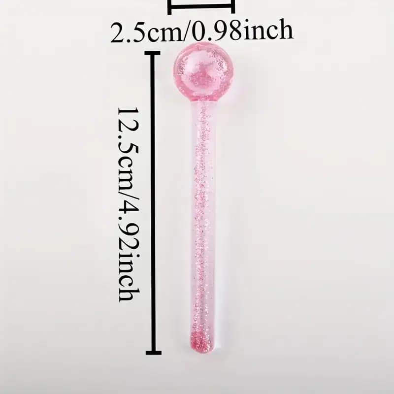 Ice Globes - Pink Glitter Glass Spheres - und - 3