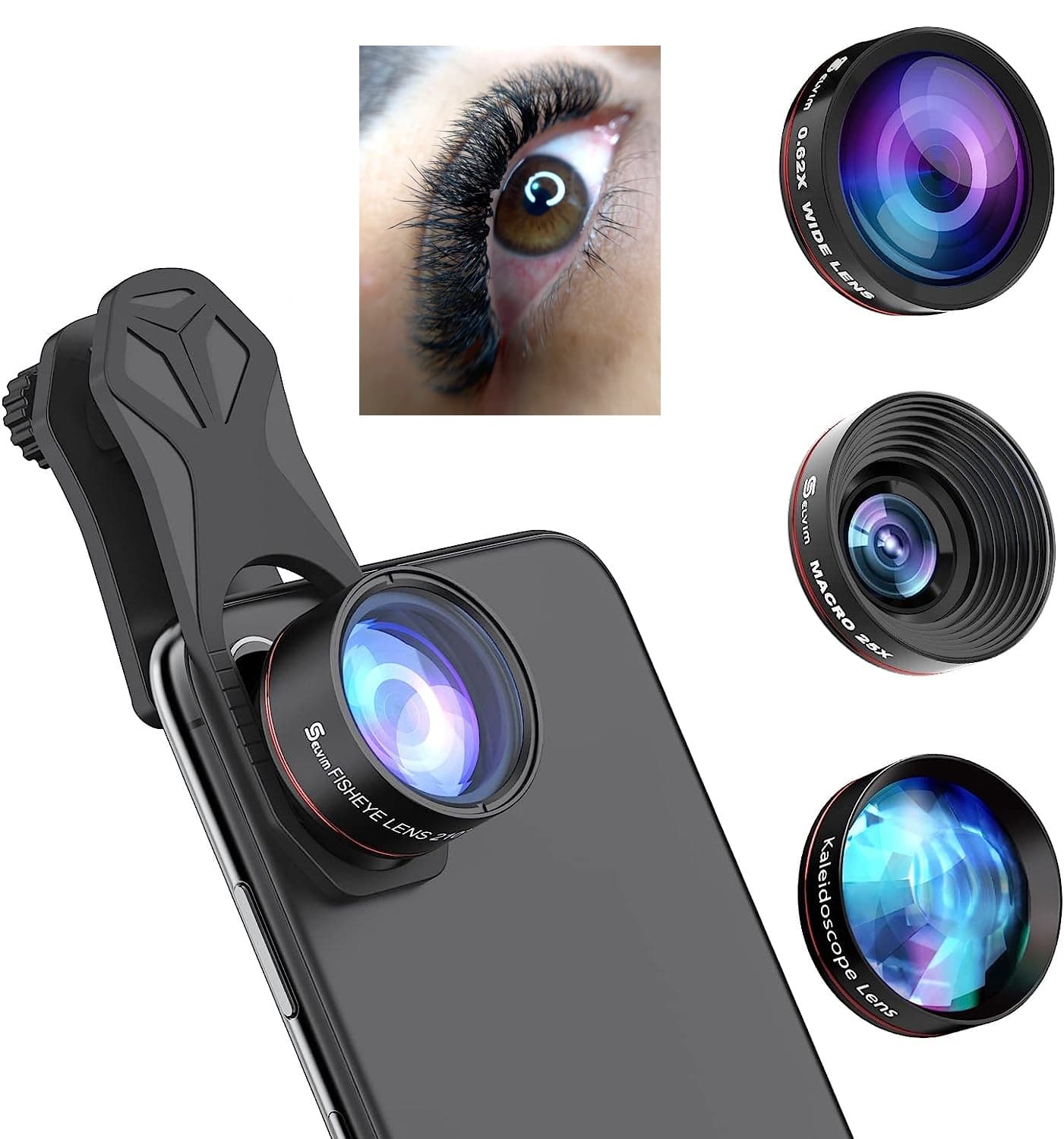 Kit 4 em 1 Lente Macro 25x para Fotos Pestanas Sobrancelhas Lábio Unhas - 1