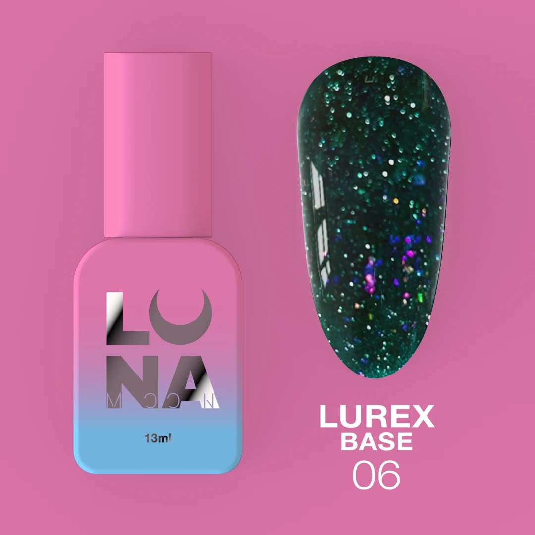 Lurex Base Nº6 – Base Réfléchissante Paillettes Noir-Vert – 13 ml LUNAmoon
