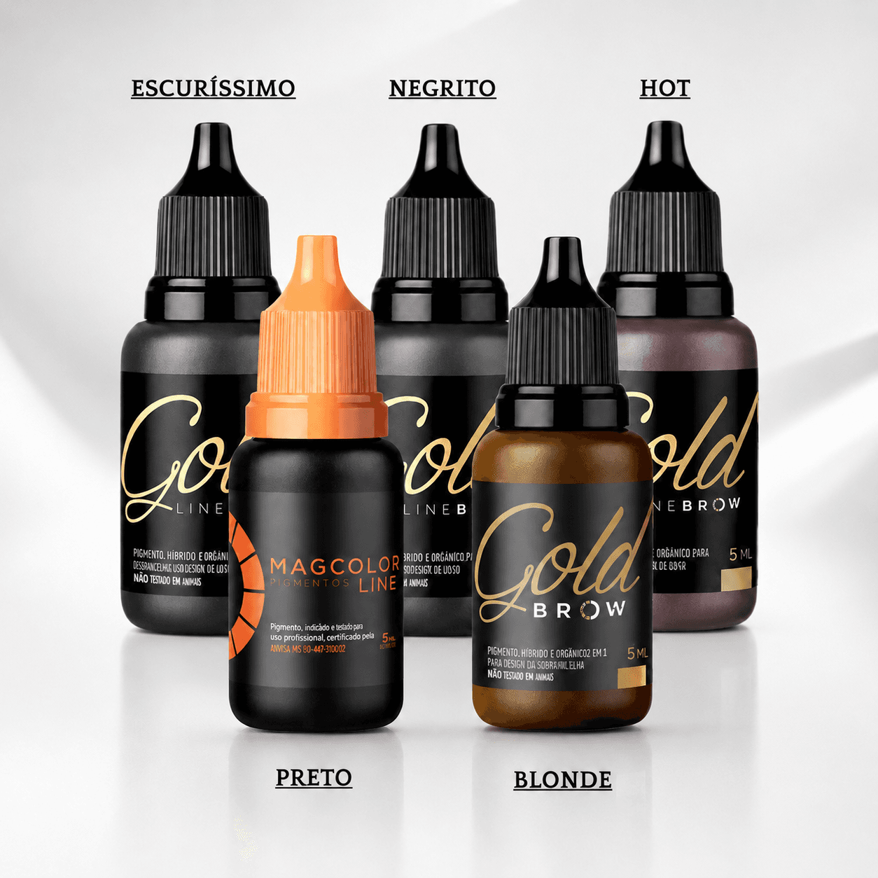 Kit 6 Pigmentos Mag Color Gold Line Brow 5 ml - PMU e Microblading
