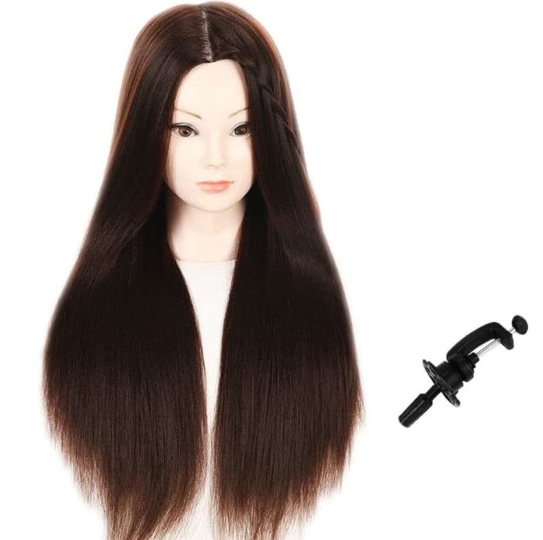 Dark Brown Synthetic Training Head 69Cm + Stand - 1