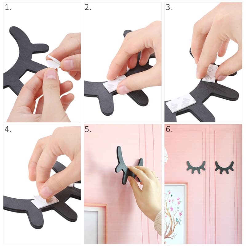 Pair of MDF Wood Eyelashes 15cm Black Decoration - 4