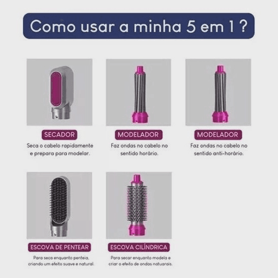 5 en 1 Modelador de Cabello y Secador de Cabello - 3