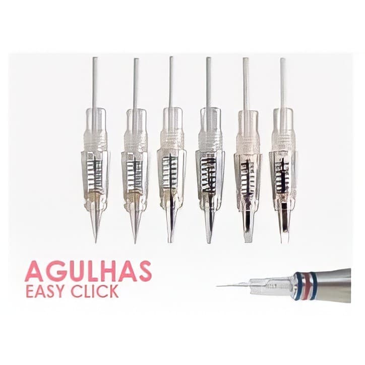 Aiguille Easy Click Rosca Cartucho Dermógrafo Micropigmentação 1P 3P 5P 7P