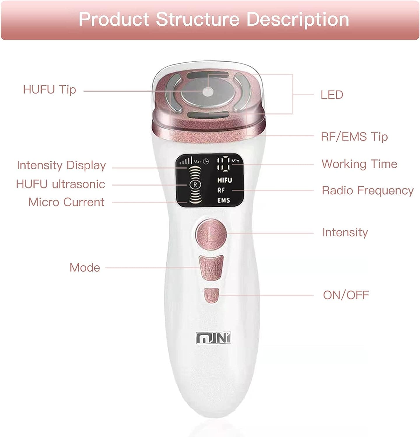 Mini Hifu Pro 3 in 1 Fokussierter Ultraschall Radiofrequenz Remodelierer und Gesichts-Lifting - 5