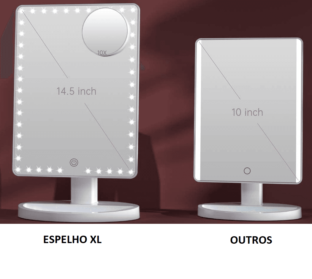 XL LED Tischspiegel Touchscreen 360° Verstellbar Weiß oder Schwarz - 4