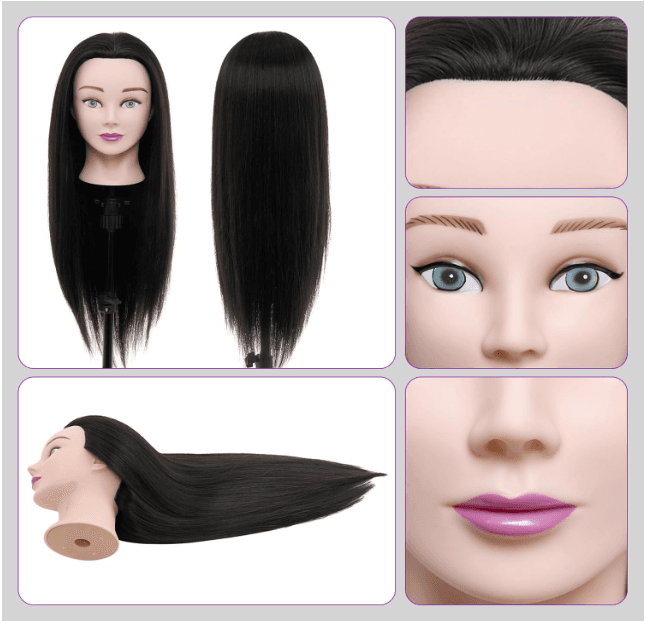 Cabeza de Entrenamiento Peluquero con Soporte - Color Negro - 4