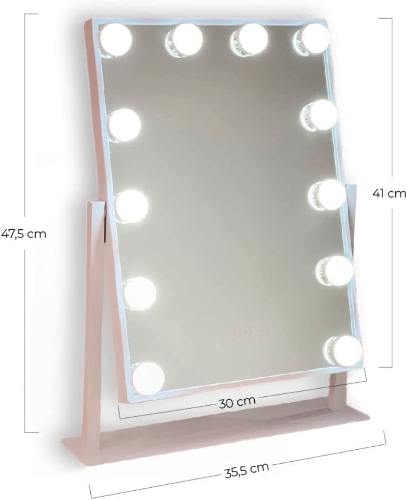 Espelho Grande com Luz de 3 Cores e 12 Lâmpadas - 1