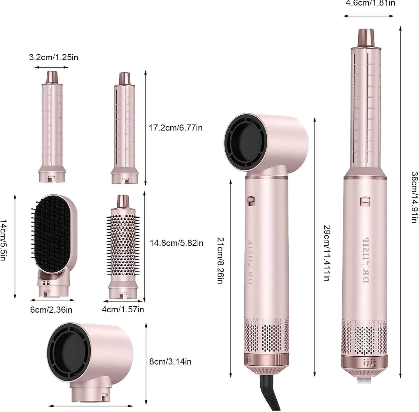 Kit Cepillo Secador 5 en 1 - Secador, Modelador de Rizos y Alisador - 5