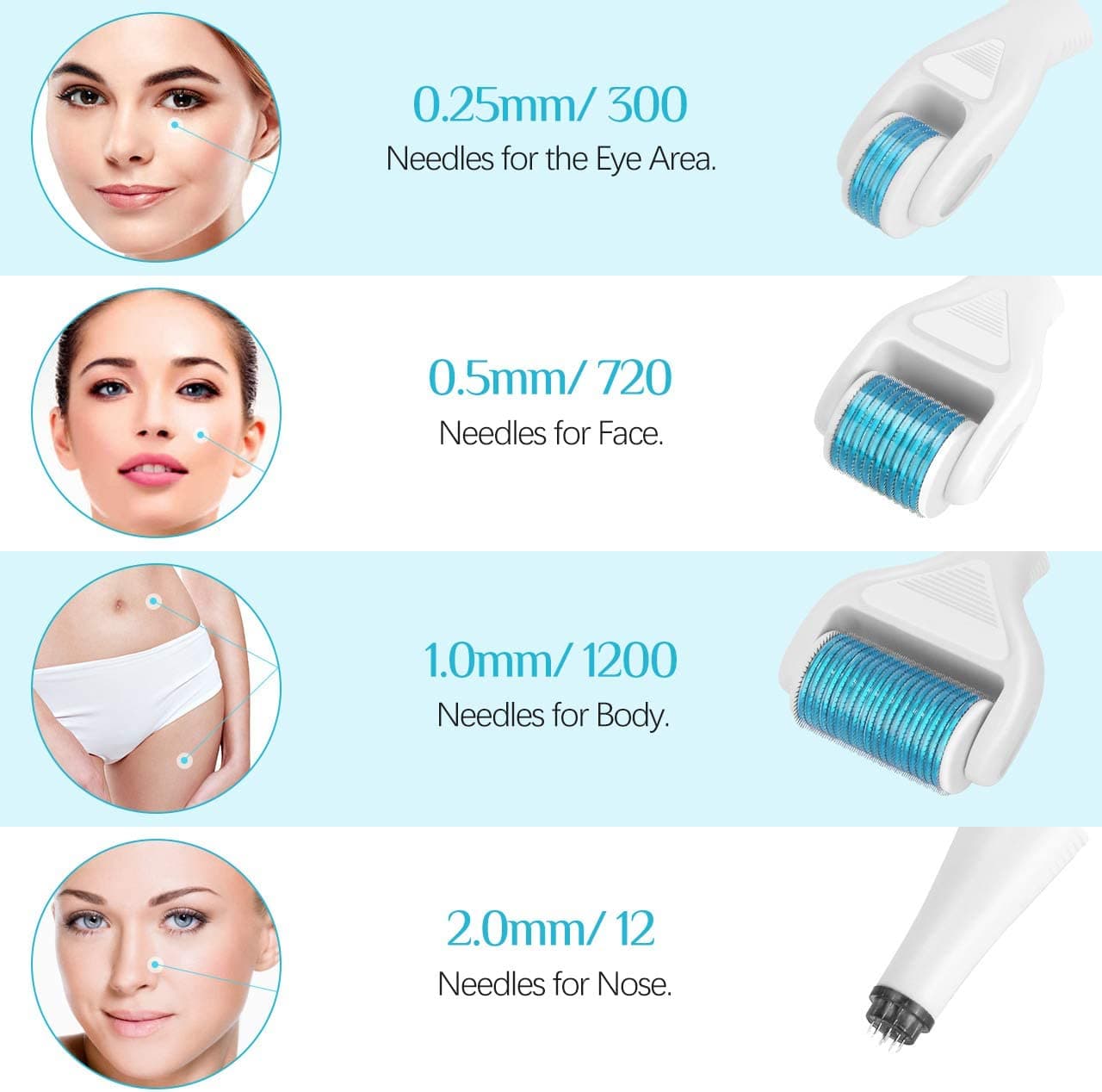 Dermaroller-Kit 6 in 1 für Augen, Gesicht, Körper, Anti-Flecken, Anti-Aging, Anti-Falten - 2