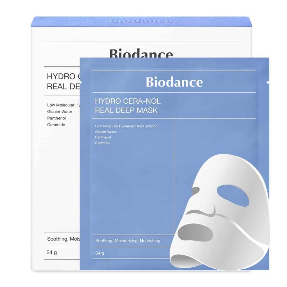 Biodance Hydro Cera-Nol Real Deep Mask — Caixa de 4 Máscaras, embalagem do produto