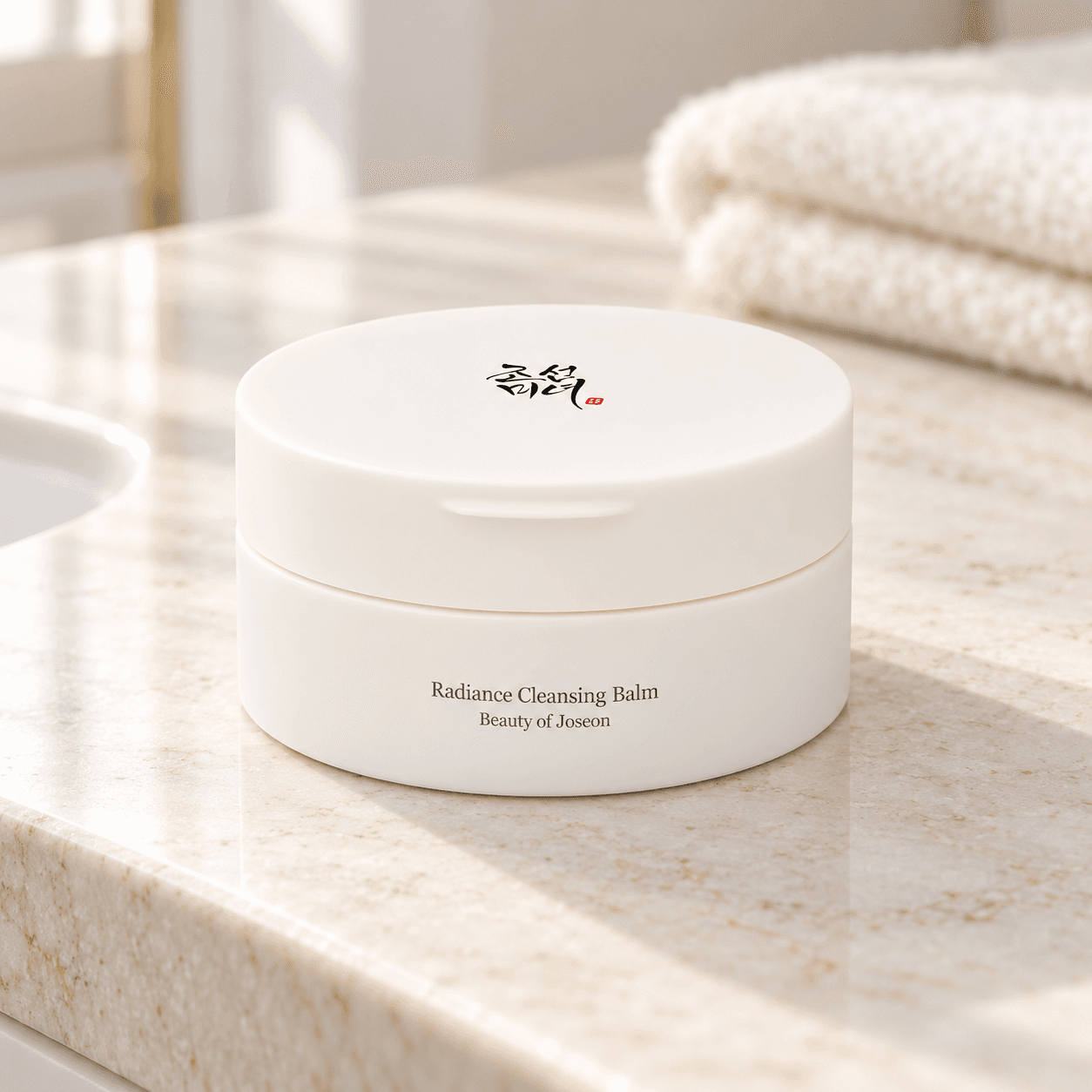 Beauty of Joseon Radiance Cleansing Balm — Bálsamo de Limpeza 100 ml — composição ilustrativa do produto em ambiente de cuidados de pele